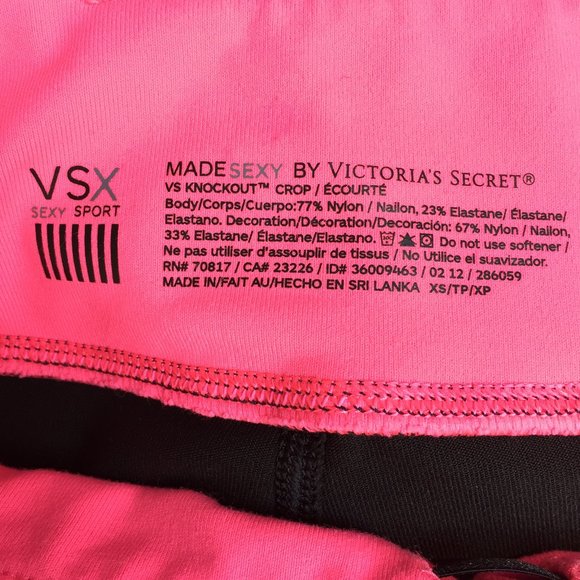 Victoria's Secret 'knockout' crop black & pink legging - size XS - Picture 3 of 8